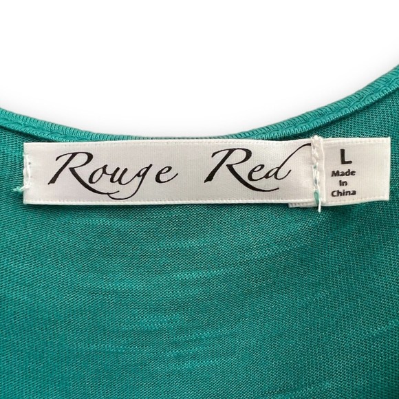 Rouge Red Women's Large Sleeveless Cowl Blouse Green Draped Tank Top L Rayon - Picture 4 of 8